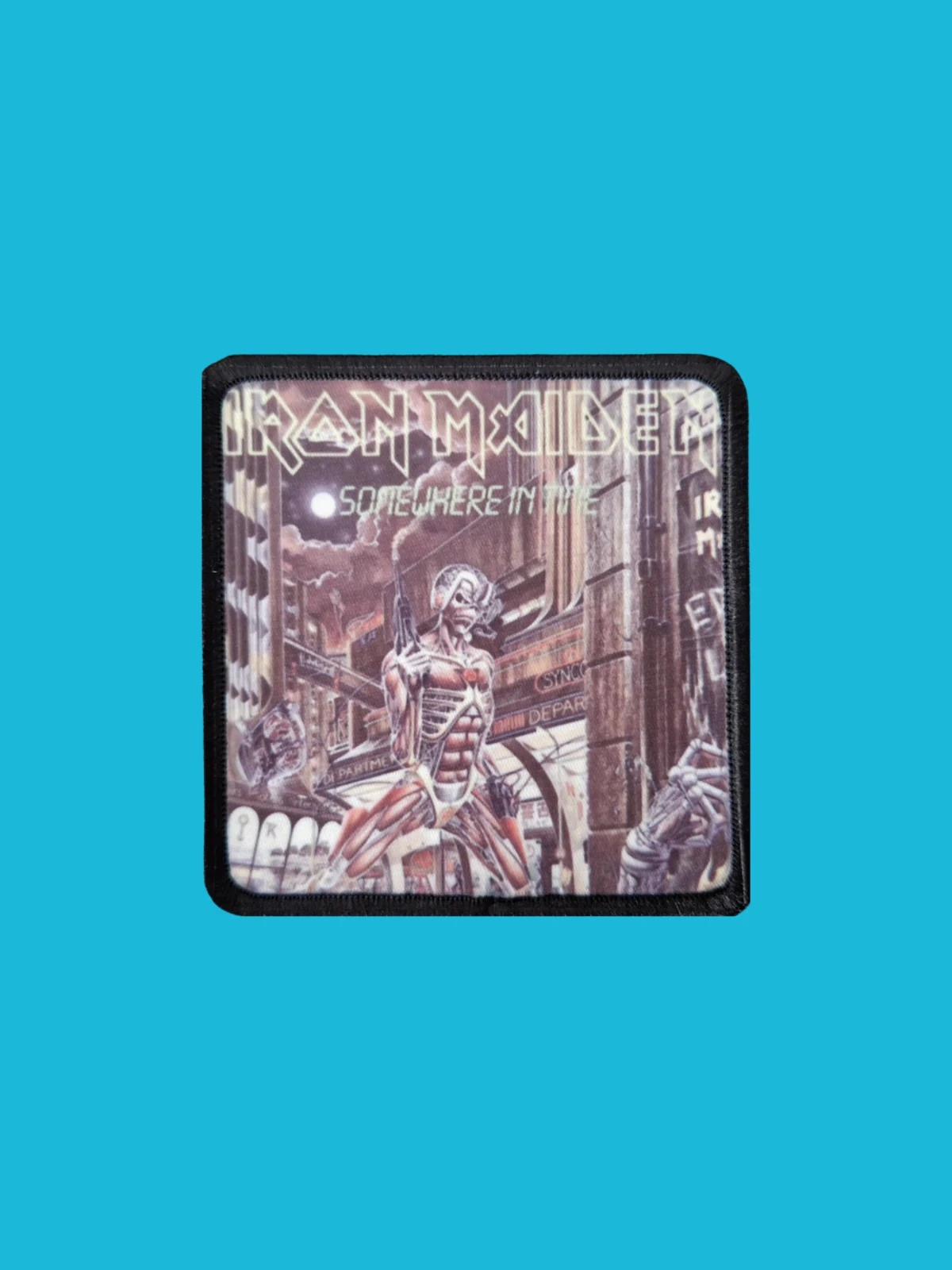 Patch Iron Maiden - Somewhere in Time - Imprimé - Carré de 7,5 x 7,5 centimètres